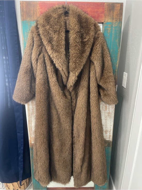 Source Unknown Jackets & Blazers - Plush Long Teddy Faux Fur Coat - Brown